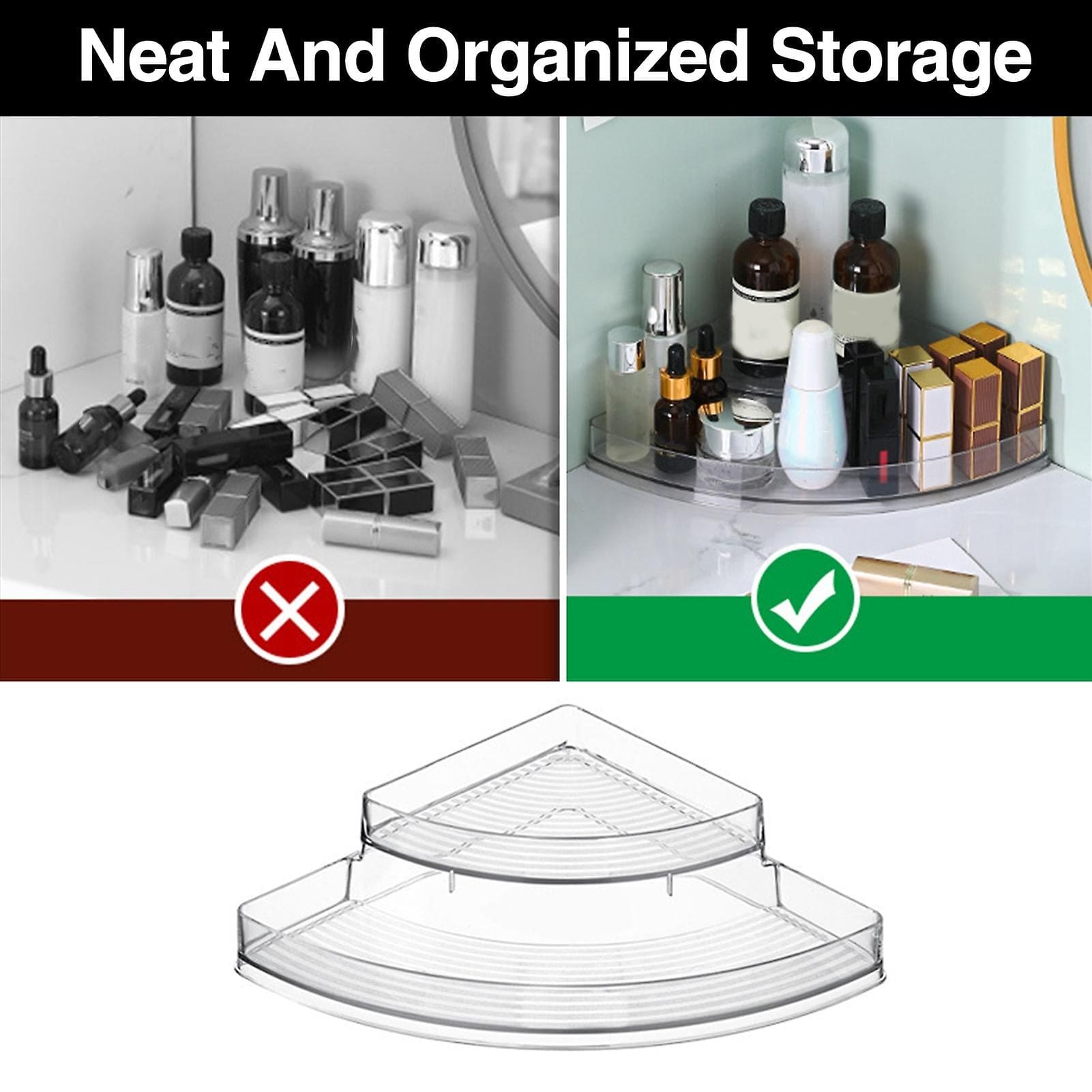 Acrylic Triangle Corner Organizer, Multi Layer Space Saving Solution, Multifunctional Transparent Triangle Storage Organizer, Waterproof Corner Stuff Storage Rack Acrylic Triangle Corner Organizer, Multi Layer Space Saving Solution, Multifunctional Transparent Triangle Storage Organizer, Waterproof Corner Stuff Storage Rack